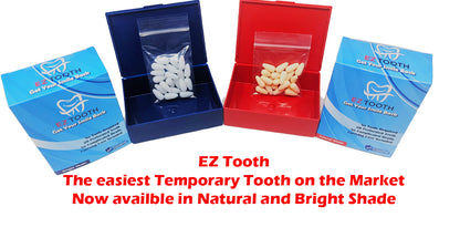 EZ Tooth - Preformed Temporary Teeth  Available in Natural and Bright Shade Patent Pending No Complicated Beads