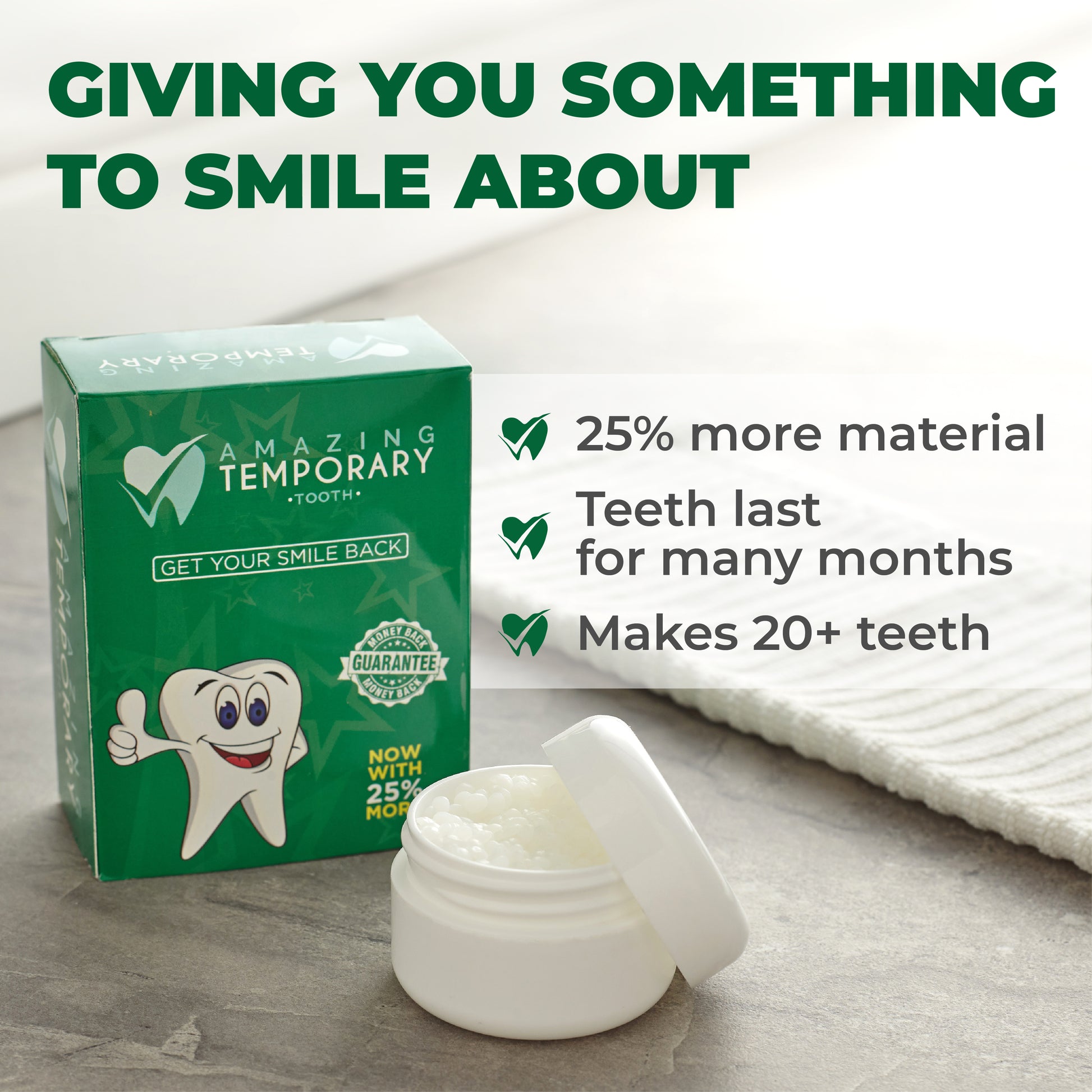 Temporary Tooth Replacement Kit, 100% Money-Back Guarantee
